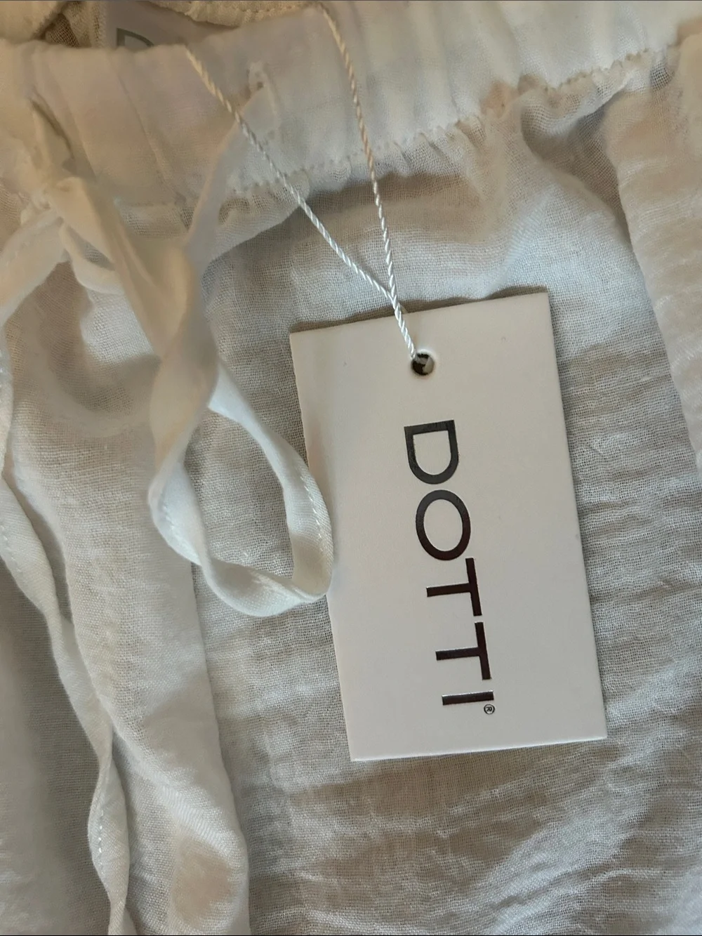 Dotti White Drawstring Wide-Leg Pants